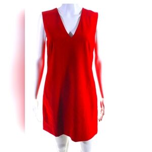 Elizabeth & James Womens Red V-Neck Zip Back Sleeveless Shift Dress Size 6